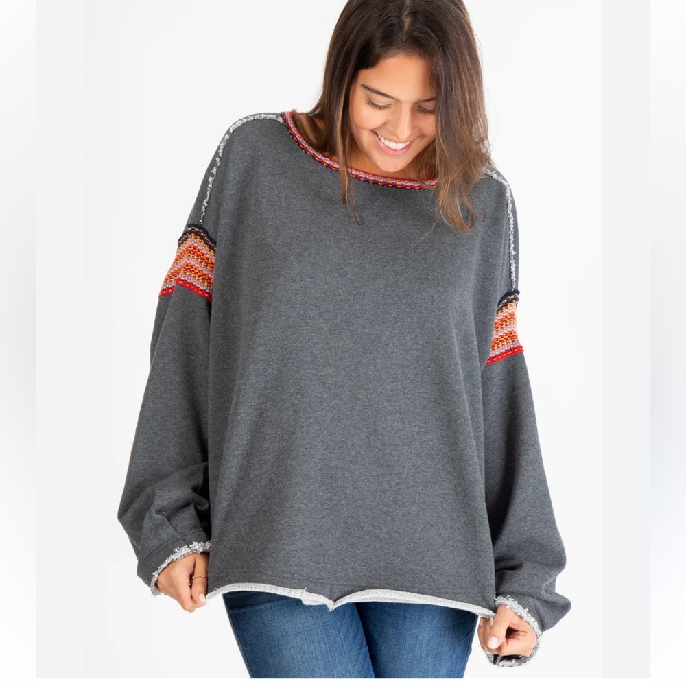 NATURAL LIFE Gray Sweatshirt with Multicolor Accents